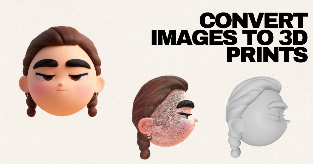 A 3D rendered model of a chess piece, transitioning from a 2D line drawing to a fully formed 3D object, visually representing the app's image-to-STL conversion process.